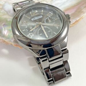 R.J. Graziano Boyfriend Bracelet Watch Unisex Gunmetal Grey Needs Battery